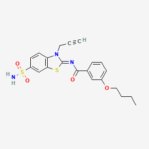 molecular formula C21H21N3O4S2 B3019216 (Z)-3-butoxy-N-(3-(prop-2-yn-1-yl)-6-sulfamoylbenzo[d]thiazol-2(3H)-ylidene)benzamide CAS No. 865182-32-7