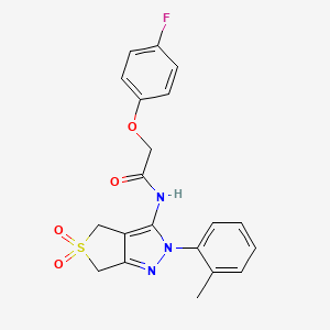 2-(4-fluorophenoxy)-N-[2-(2-methylphenyl)-5,5-dioxo-4,6-dihydrothieno[3,4-c]pyrazol-3-yl]acetamide