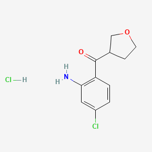 molecular formula C11H13Cl2NO2 B3019224 5-Chloro-2-(oxolane-3-carbonyl)aniline hydrochloride CAS No. 1955540-44-9