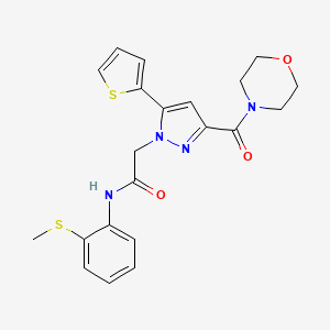 molecular formula C21H22N4O3S2 B3019253 N-(2-(methylthio)phenyl)-2-(3-(morpholine-4-carbonyl)-5-(thiophen-2-yl)-1H-pyrazol-1-yl)acetamide CAS No. 1172989-38-6