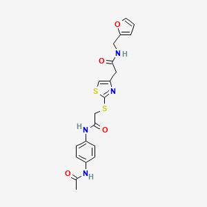 molecular formula C20H20N4O4S2 B3019254 N-(4-acetamidophenyl)-2-((4-(2-((furan-2-ylmethyl)amino)-2-oxoethyl)thiazol-2-yl)thio)acetamide CAS No. 941961-01-9