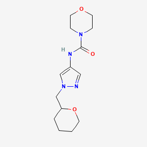 molecular formula C14H22N4O3 B3019263 N-(1-((tetrahydro-2H-pyran-2-yl)methyl)-1H-pyrazol-4-yl)morpholine-4-carboxamide CAS No. 2034529-48-9