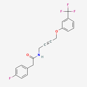 molecular formula C19H15F4NO2 B3019266 2-(4-fluorophenyl)-N-(4-(3-(trifluoromethyl)phenoxy)but-2-yn-1-yl)acetamide CAS No. 1421442-83-2