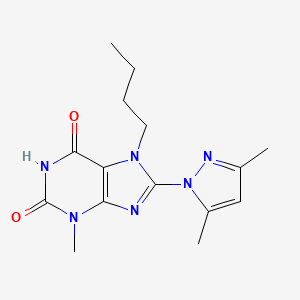 molecular formula C15H20N6O2 B3019278 8-(3,5-Dimethylpyrazolyl)-7-butyl-3-methyl-1,3,7-trihydropurine-2,6-dione CAS No. 1014072-77-5