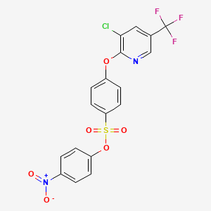 molecular formula C18H10ClF3N2O6S B3019279 4-Nitrophenyl 4-((3-chloro-5-(trifluoromethyl)-2-pyridinyl)oxy)benzenesulfonate CAS No. 338400-31-0