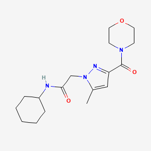 molecular formula C17H26N4O3 B3019291 N-cyclohexyl-2-(5-methyl-3-(morpholine-4-carbonyl)-1H-pyrazol-1-yl)acetamide CAS No. 1170908-89-0