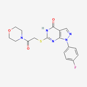 molecular formula C17H16FN5O3S B3019292 1-(4-fluorophenyl)-6-((2-morpholino-2-oxoethyl)thio)-1H-pyrazolo[3,4-d]pyrimidin-4(5H)-one CAS No. 534591-83-8