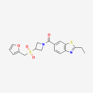 molecular formula C18H18N2O4S2 B3019298 (2-Ethylbenzo[d]thiazol-6-yl)(3-((furan-2-ylmethyl)sulfonyl)azetidin-1-yl)methanone CAS No. 1797886-76-0