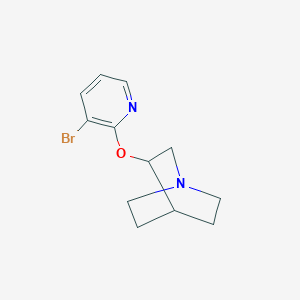 molecular formula C12H15BrN2O B3019299 3-[(3-Bromopyridin-2-yl)oxy]-1-azabicyclo[2.2.2]octane CAS No. 2201871-35-2
