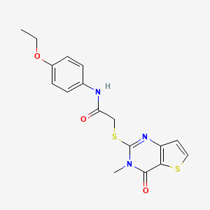 molecular formula C17H17N3O3S2 B3019306 N-(4-ethoxyphenyl)-2-[(3-methyl-4-oxo-3,4-dihydrothieno[3,2-d]pyrimidin-2-yl)sulfanyl]acetamide CAS No. 1252861-75-8