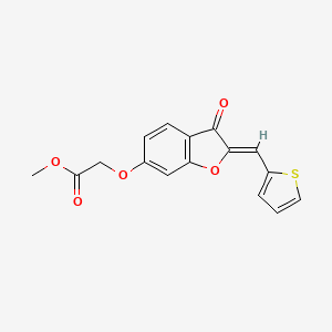 molecular formula C16H12O5S B3019314 (Z)-methyl 2-((3-oxo-2-(thiophen-2-ylmethylene)-2,3-dihydrobenzofuran-6-yl)oxy)acetate CAS No. 848207-35-2
