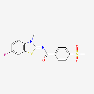 molecular formula C16H13FN2O3S2 B3019330 (Z)-N-(6-fluoro-3-methylbenzo[d]thiazol-2(3H)-ylidene)-4-(methylsulfonyl)benzamide CAS No. 896345-07-6