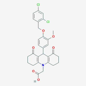 molecular formula C29H27Cl2NO6 B301934 (9-{4-[(2,4-dichlorobenzyl)oxy]-3-methoxyphenyl}-1,8-dioxo-2,3,4,5,6,7,8,9-octahydro-10(1H)-acridinyl)acetic acid 
