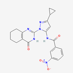 molecular formula C21H20N6O4 B3019340 N-(3-cyclopropyl-1-(4-oxo-3,4,5,6,7,8-hexahydroquinazolin-2-yl)-1H-pyrazol-5-yl)-3-nitrobenzamide CAS No. 1251549-76-4