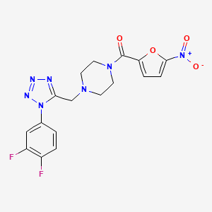 molecular formula C17H15F2N7O4 B3019341 (4-((1-(3,4-difluorophenyl)-1H-tetrazol-5-yl)methyl)piperazin-1-yl)(5-nitrofuran-2-yl)methanone CAS No. 1040677-78-8