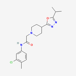 molecular formula C19H25ClN4O2 B3019342 N-(3-chloro-4-methylphenyl)-2-(4-(5-isopropyl-1,3,4-oxadiazol-2-yl)piperidin-1-yl)acetamide CAS No. 1251687-84-9