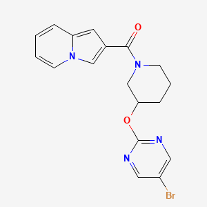 molecular formula C18H17BrN4O2 B3019349 (3-((5-Bromopyrimidin-2-yl)oxy)piperidin-1-yl)(indolizin-2-yl)methanone CAS No. 2097921-69-0