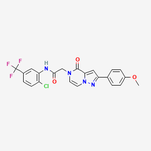 molecular formula C22H16ClF3N4O3 B3019351 N-[2-chloro-5-(trifluoromethyl)phenyl]-2-[2-(4-methoxyphenyl)-4-oxopyrazolo[1,5-a]pyrazin-5(4H)-yl]acetamide CAS No. 932287-62-2