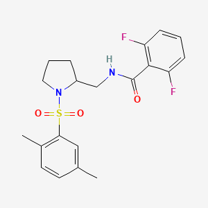 molecular formula C20H22F2N2O3S B3019353 N-((1-((2,5-dimethylphenyl)sulfonyl)pyrrolidin-2-yl)methyl)-2,6-difluorobenzamide CAS No. 896286-12-7