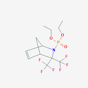 molecular formula C12H16F6NO3P B3019356 二乙基[3,3-二(三氟甲基)-2-氮杂双环[2.2.1]庚-5-烯-2-基]膦酸酯 CAS No. 213257-98-8