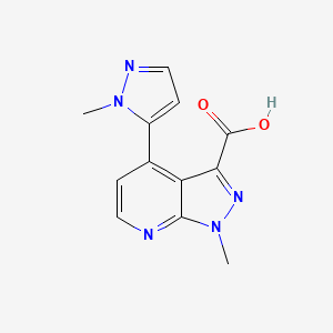 molecular formula C12H11N5O2 B3019357 1-Methyl-4-(1-methyl-1H-pyrazol-5-yl)-1H-pyrazolo[3,4-b]pyridine-3-carboxylic acid CAS No. 1354706-49-2