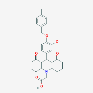 molecular formula C30H31NO6 B301936 (9-{3-methoxy-4-[(4-methylbenzyl)oxy]phenyl}-1,8-dioxo-2,3,4,5,6,7,8,9-octahydro-10(1H)-acridinyl)acetic acid 
