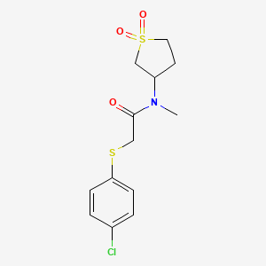 molecular formula C13H16ClNO3S2 B3019370 2-(4-chlorophenyl)sulfanyl-N-(1,1-dioxothiolan-3-yl)-N-methylacetamide CAS No. 762259-41-6