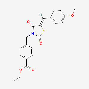 molecular formula C21H19NO5S B3019373 ethyl 4-{[(5Z)-5-(4-methoxybenzylidene)-2,4-dioxo-1,3-thiazolidin-3-yl]methyl}benzoate CAS No. 871480-74-9