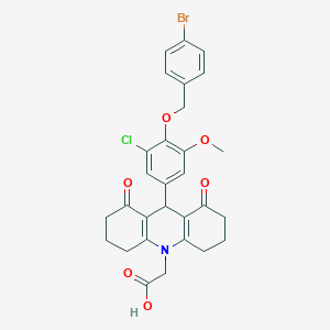 molecular formula C29H27BrClNO6 B301938 (9-{4-[(4-bromobenzyl)oxy]-3-chloro-5-methoxyphenyl}-1,8-dioxo-2,3,4,5,6,7,8,9-octahydro-10(1H)-acridinyl)acetic acid 
