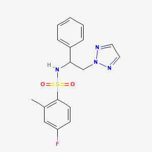 molecular formula C17H17FN4O2S B3019383 4-fluoro-2-methyl-N-(1-phenyl-2-(2H-1,2,3-triazol-2-yl)ethyl)benzenesulfonamide CAS No. 2034406-64-7