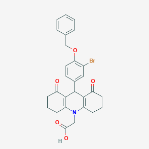 molecular formula C28H26BrNO5 B301939 (9-[4-(benzyloxy)-3-bromophenyl]-1,8-dioxo-2,3,4,5,6,7,8,9-octahydro-10(1H)-acridinyl)acetic acid 