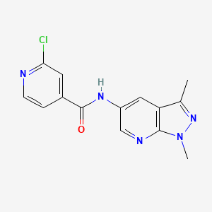 molecular formula C14H12ClN5O B3019394 2-chloro-N-{1,3-dimethyl-1H-pyrazolo[3,4-b]pyridin-5-yl}pyridine-4-carboxamide CAS No. 1179281-17-4