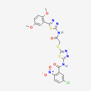 5-chloro-N-(5-((2-((5-(2,5-dimethoxyphenyl)-1,3,4-thiadiazol-2-yl)amino)-2-oxoethyl)thio)-1,3,4-thiadiazol-2-yl)-2-nitrobenzamide
