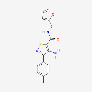 molecular formula C16H15N3O2S B3019398 4-amino-N-(furan-2-ylmethyl)-3-(p-tolyl)isothiazole-5-carboxamide CAS No. 1286700-01-3