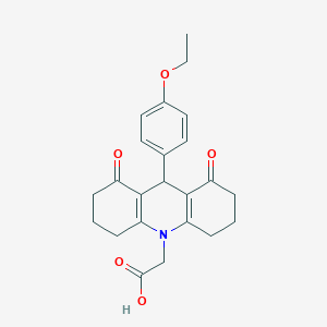 molecular formula C23H25NO5 B301940 [9-(4-Ethoxy-phenyl)-1,8-dioxo-2,3,4,5,6,7,8,9-octahydro-1H-acridin-10-yl]-acetic acid 