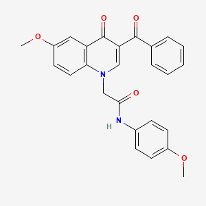 molecular formula C26H22N2O5 B3019407 2-(3-benzoyl-6-methoxy-4-oxoquinolin-1(4H)-yl)-N-(4-methoxyphenyl)acetamide CAS No. 902515-09-7