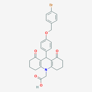 molecular formula C28H26BrNO5 B301941 (9-{4-[(4-bromobenzyl)oxy]phenyl}-1,8-dioxo-2,3,4,5,6,7,8,9-octahydro-10(1H)-acridinyl)acetic acid 