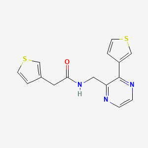 molecular formula C15H13N3OS2 B3019412 2-(thiophen-3-yl)-N-((3-(thiophen-3-yl)pyrazin-2-yl)methyl)acetamide CAS No. 2034368-66-4