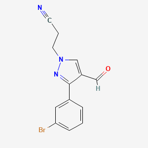 molecular formula C13H10BrN3O B3019414 3-[3-(3-bromophenyl)-4-formyl-1H-pyrazol-1-yl]propanenitrile CAS No. 879362-27-3