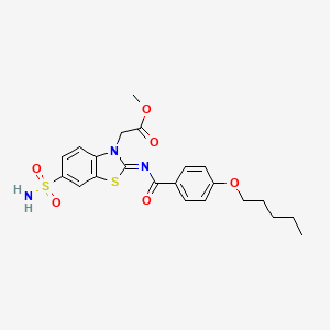 (Z)-methyl 2-(2-((4-(pentyloxy)benzoyl)imino)-6-sulfamoylbenzo[d]thiazol-3(2H)-yl)acetate