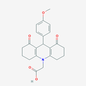 molecular formula C22H23NO5 B301942 2-[9-(4-methoxyphenyl)-1,8-dioxo-3,4,5,6,7,9-hexahydro-2H-acridin-10-yl]acetic acid 