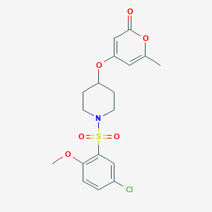 molecular formula C18H20ClNO6S B3019425 4-((1-((5-chloro-2-methoxyphenyl)sulfonyl)piperidin-4-yl)oxy)-6-methyl-2H-pyran-2-one CAS No. 1795481-36-5