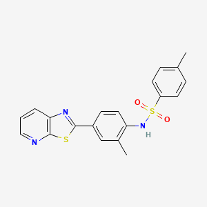 molecular formula C20H17N3O2S2 B3019426 4-methyl-N-(2-methyl-4-(thiazolo[5,4-b]pyridin-2-yl)phenyl)benzenesulfonamide CAS No. 896679-37-1