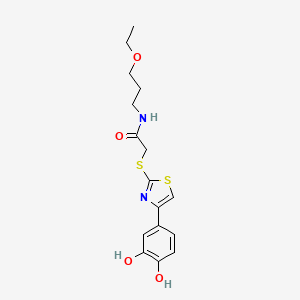 molecular formula C16H20N2O4S2 B3019433 2-((4-(3,4-dihydroxyphenyl)thiazol-2-yl)thio)-N-(3-ethoxypropyl)acetamide CAS No. 940984-58-7