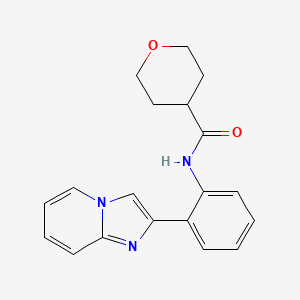 molecular formula C19H19N3O2 B3019448 N-(2-(imidazo[1,2-a]pyridin-2-yl)phenyl)tetrahydro-2H-pyran-4-carboxamide CAS No. 2034616-85-6