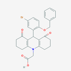 molecular formula C28H26BrNO5 B301945 (9-[2-(benzyloxy)-5-bromophenyl]-1,8-dioxo-2,3,4,5,6,7,8,9-octahydro-10(1H)-acridinyl)acetic acid 