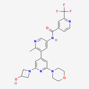 molecular formula C25H25F3N6O3 B3019450 N-(2'-(3-hydroxyazetidin-1-yl)-2-methyl-6'-morpholino-[3,4'-bipyridin]-5-yl)-2-(trifluoromethyl)isonicotinamide CAS No. 1800397-70-9
