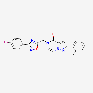 molecular formula C22H16FN5O2 B3019472 5-((3-(4-fluorophenyl)-1,2,4-oxadiazol-5-yl)methyl)-2-(o-tolyl)pyrazolo[1,5-a]pyrazin-4(5H)-one CAS No. 1207032-98-1