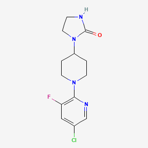molecular formula C13H16ClFN4O B3019473 1-[1-(5-Chloro-3-fluoropyridin-2-yl)piperidin-4-yl]imidazolidin-2-one CAS No. 2379970-64-4