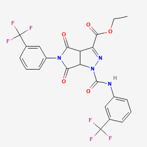 Ethyl 4,6-dioxo-1-{[3-(trifluoromethyl)anilino]carbonyl}-5-[3-(trifluoromethyl)phenyl]-1,3a,4,5,6,6a-hexahydropyrrolo[3,4-c]pyrazole-3-carboxylate